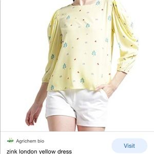 Zink London yellow blouse with floral pattern. Size Medium